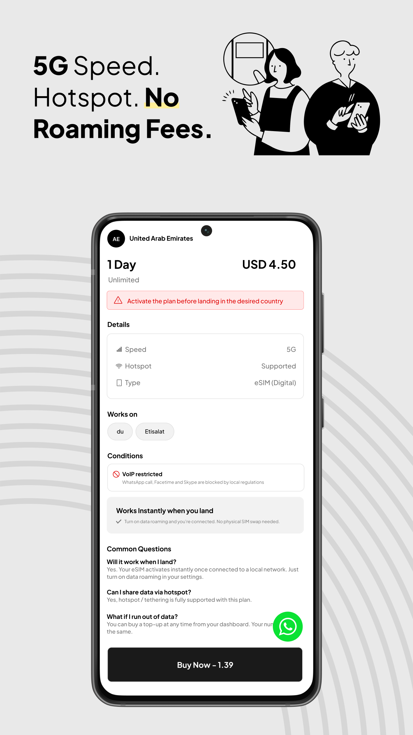 Plan details with 5G and hotspot